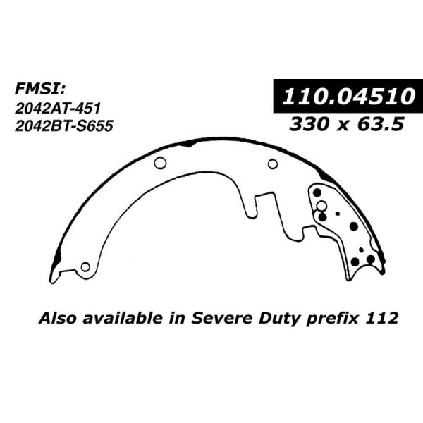 Centric Parts Riveted Brake Shoes, 112.04510 112.04510 - main